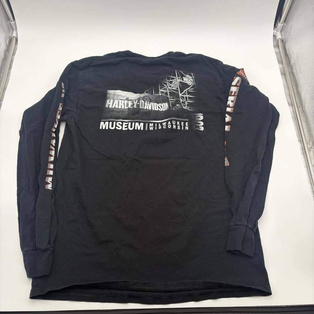 Harley-Davidson Museum Long Sleeve T-Shirt Size M Black 1903 Motorcycle - Picture 3 of 9